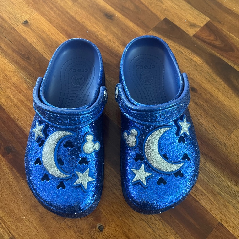 Blue Glittery Disney Crocs